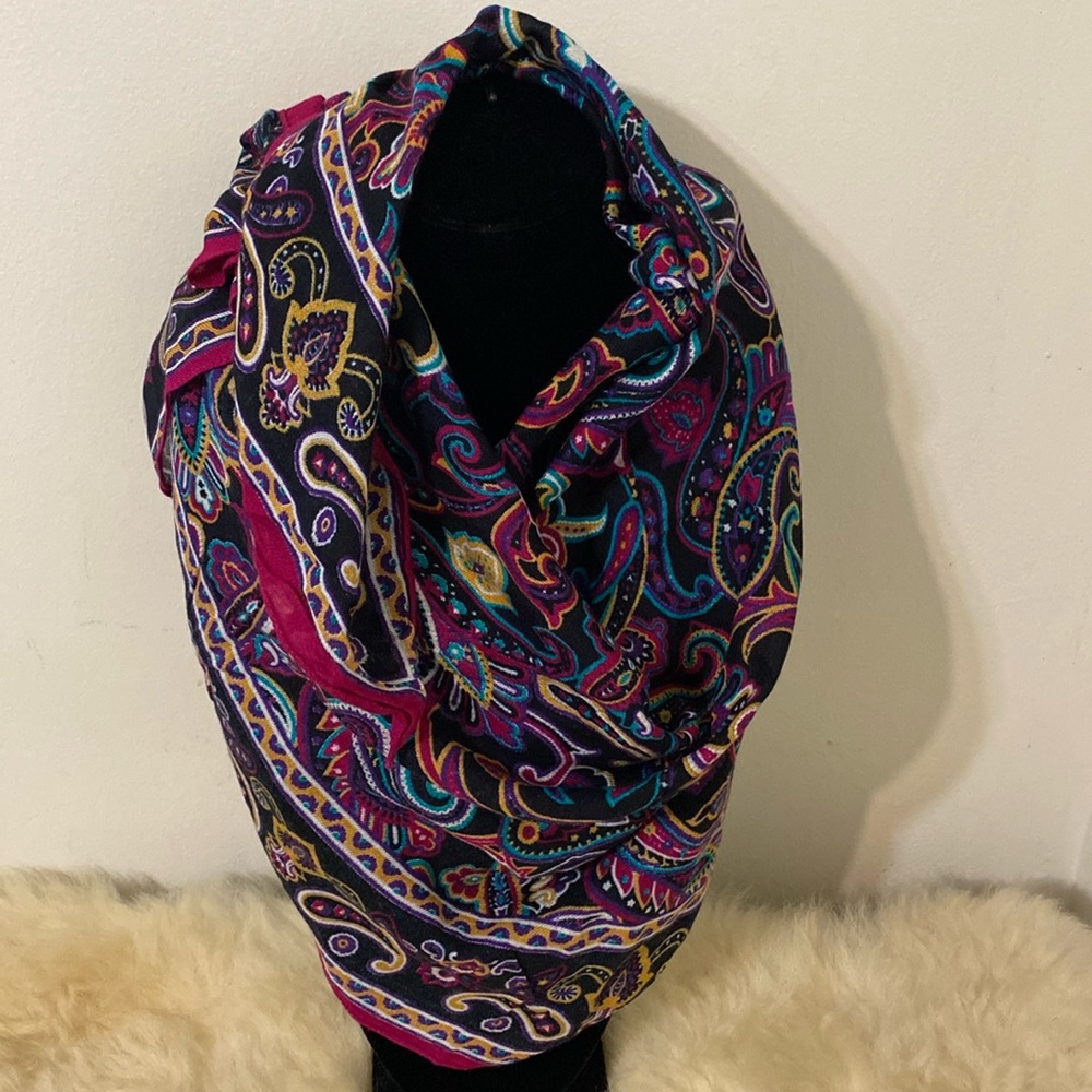 Symphony Scarfs Multi-Colored Paisley Print Rayon Scarf